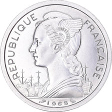 Coin, French Somaliland, 2 Francs, 1965, Paris, MS(63), Aluminum, KM:9