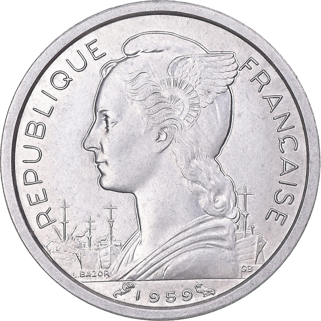 Coin, French Somaliland, Franc, 1959, Paris, MS(63), Aluminum, KM:8