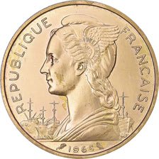 Coin, French Somaliland, 20 Francs, 1965, Paris, MS(63), Aluminum-Bronze, KM:12