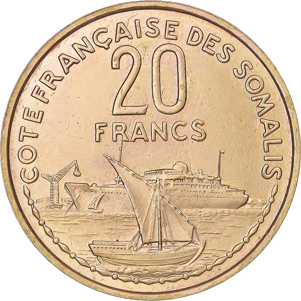 Coin, French Somaliland, 20 Francs, 1965, Paris, MS(63), Aluminum-Bronze, KM:12