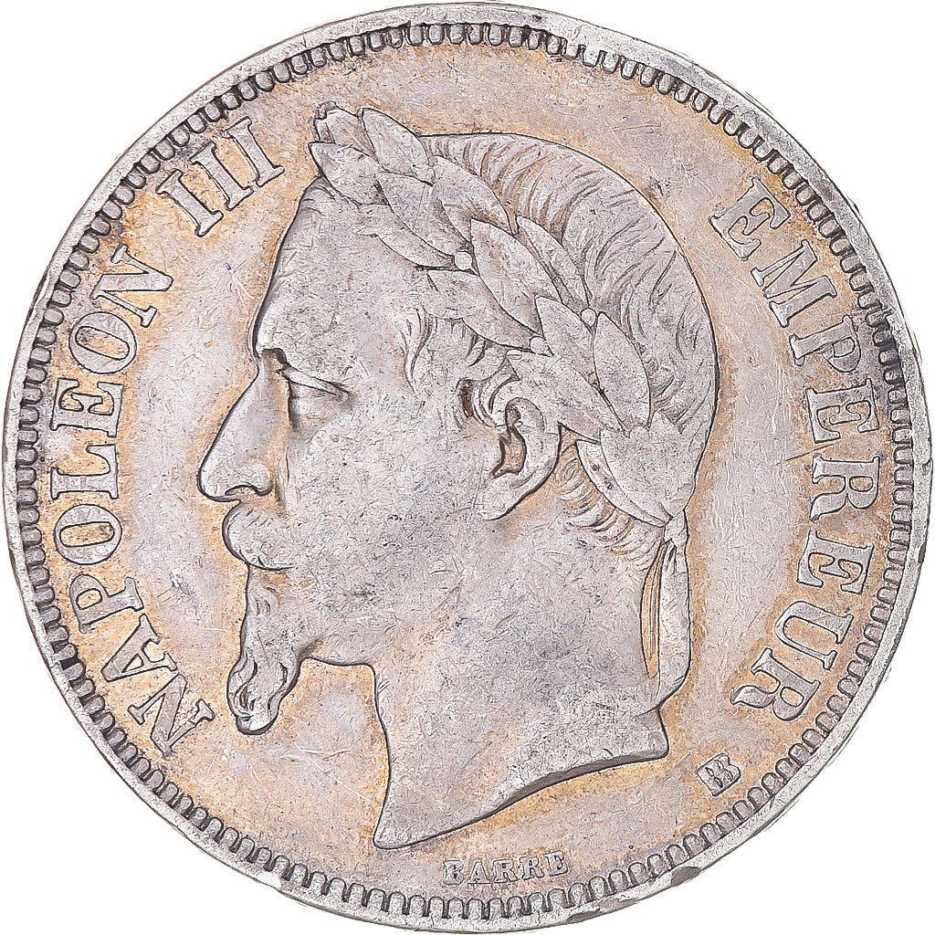 Münze, Frankreich, Napoleon III, 5 Francs, 1869, Strasbourg, S+, Silber
