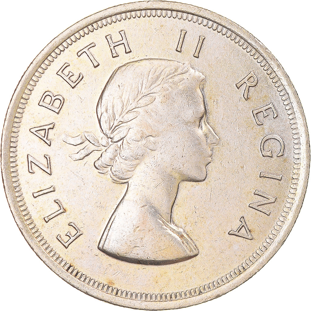 Moneda, Sudáfrica, Elizabeth II, 5 Shillings, 1953, Pretoria, MBC, Plata, KM:52