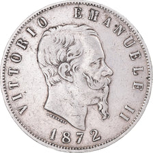Coin, Italy, Vittorio Emanuele II, 5 Lire, 1872, Milan, VF(30-35), Silver