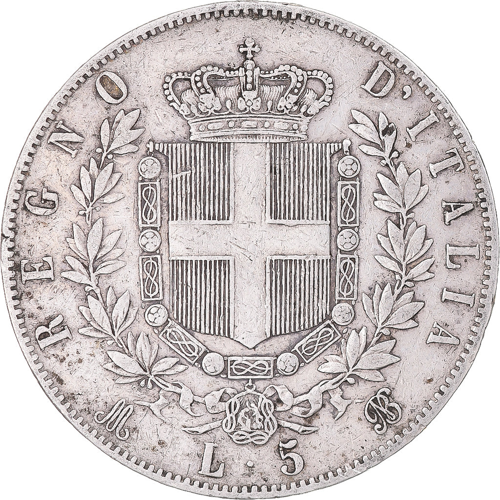 Coin, Italy, Vittorio Emanuele II, 5 Lire, 1872, Milan, VF(30-35), Silver