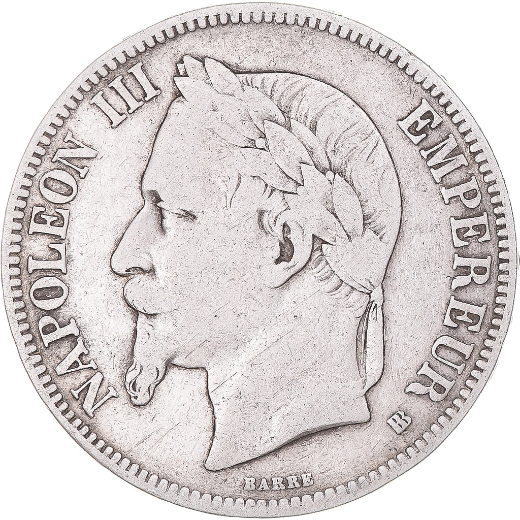 Coin, France, Napoleon III, 5 Francs, 1867, Strasbourg, VF(30-35), Silver