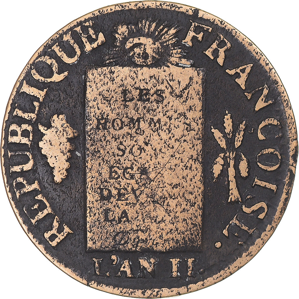 Monnaie, France, Louis XVI, Sol aux balances françoise, 1793 / AN II, Metz, TB