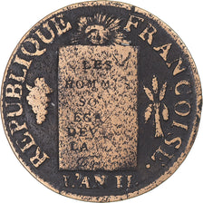 Monnaie, France, Louis XVI, Sol aux balances françoise, 1793 / AN II, Metz, TB