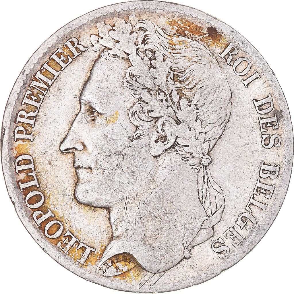 Moneta, Belgio, Leopold I, 5 Francs, 1835, Brussels, Edge B, MB+, Argento
