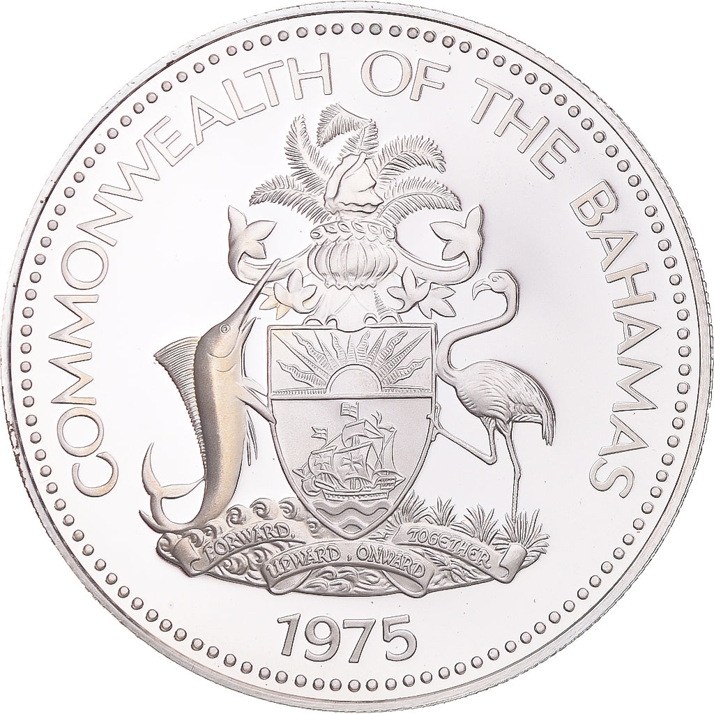 Coin, Bahamas, Elizabeth II, 2 Dollars, 1975, Franklin Mint, U.S.A., Proof