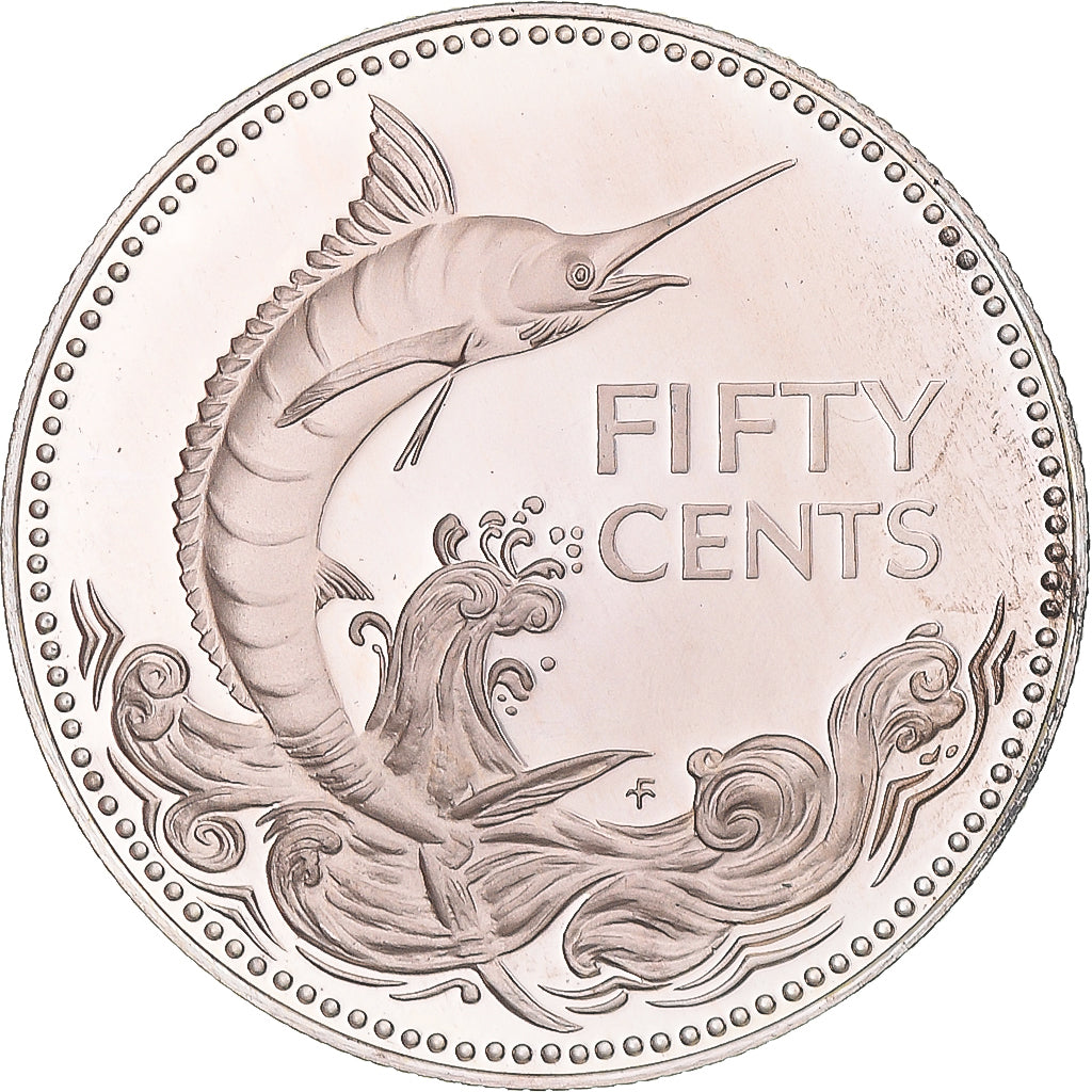 Coin, Bahamas, Elizabeth II, 50 Cents, 1975, Franklin Mint, U.S.A., Proof