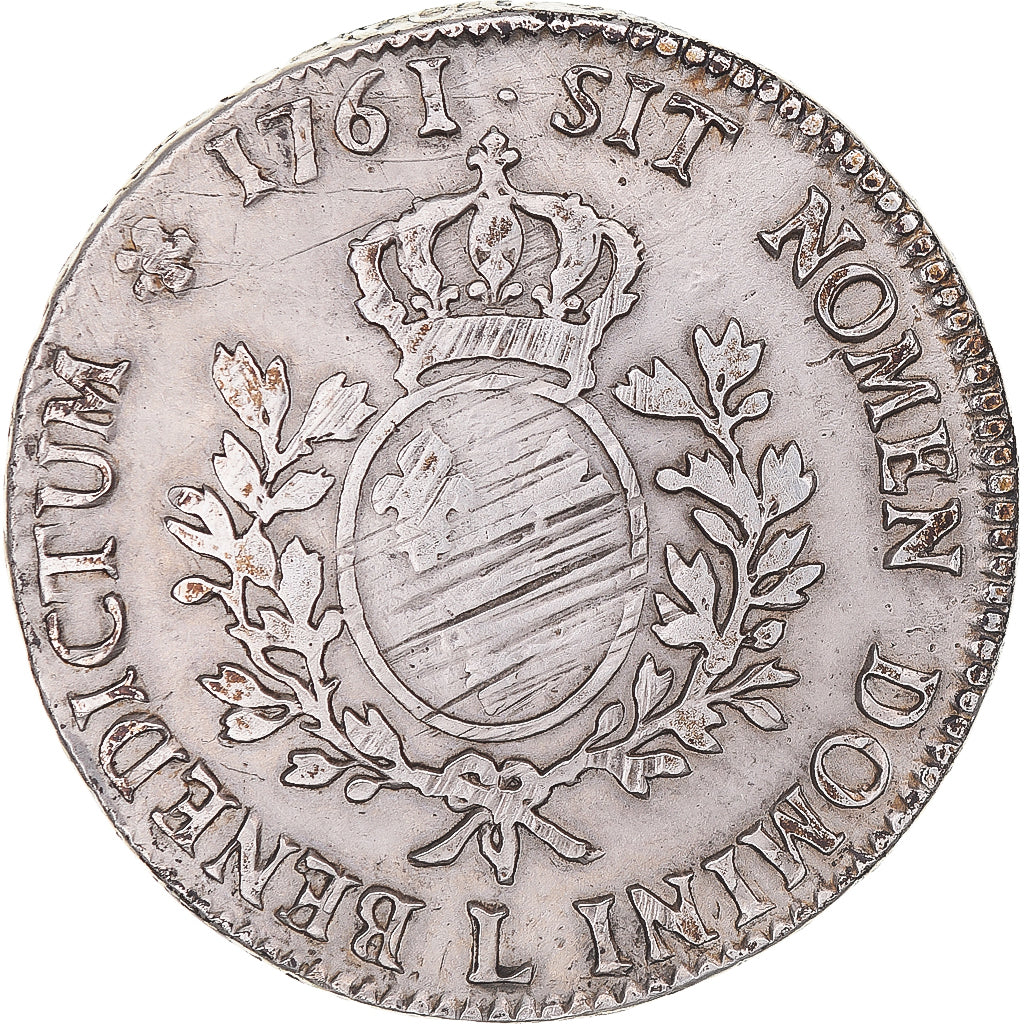 Moneda, Francia, Louis XV, Écu au bandeau, 1761, Bayonne, BC+, Plata