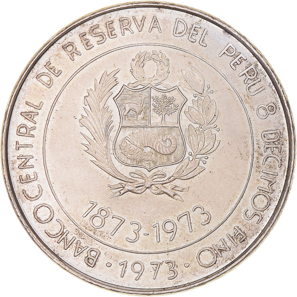 Moneta, Peru, 100 Soles, 1973, Lima, AU(55-58), Srebro, KM:261