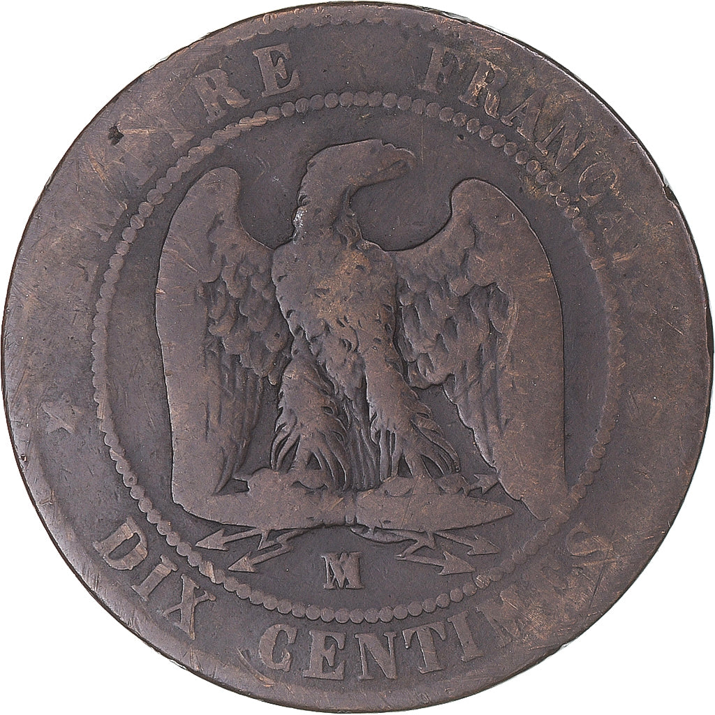 Moneta, Francia, Napoleon III, 10 Centimes, 1854, Marseille, MB, Bronzo