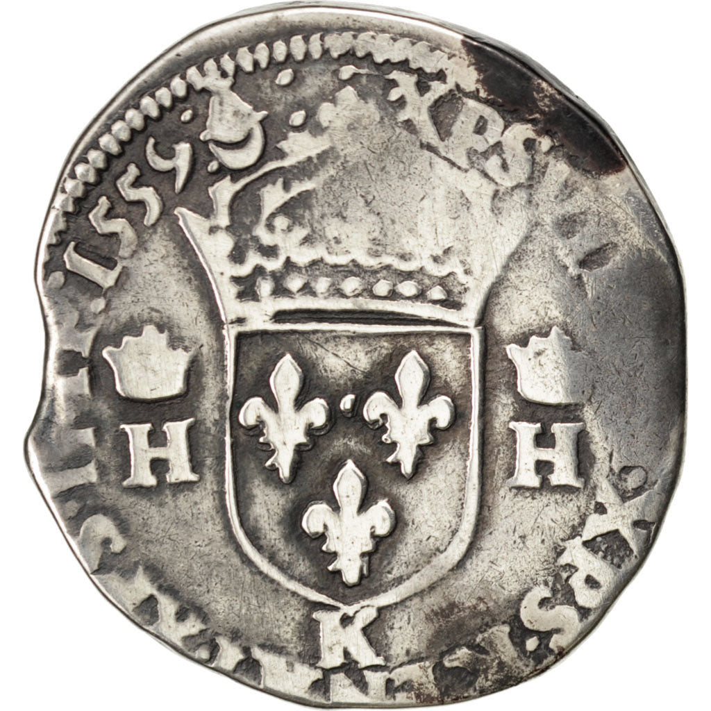 FRANCE, Teston, 1559, Bordeaux, VF(20-25), Silver, Sombart #4566, 9.35