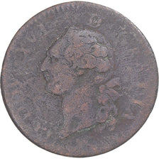 Coin, France, Louis XVI, Sol, 1791, Paris, VF(20-25), Copper, KM:578.1