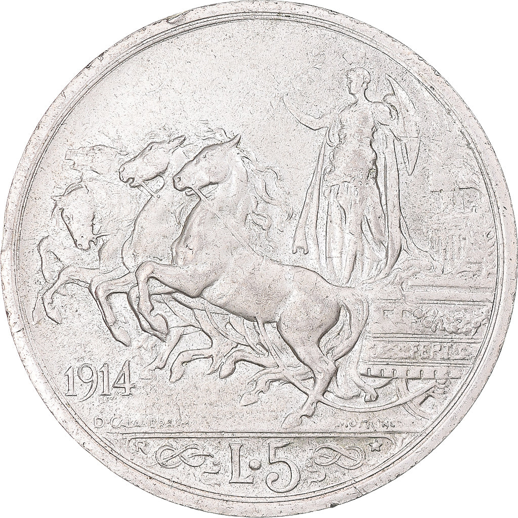 Moneda, Italia, Vittorio Emanuele III, 5 Lire, 1914, Rome, MBC+, Plata, KM:56