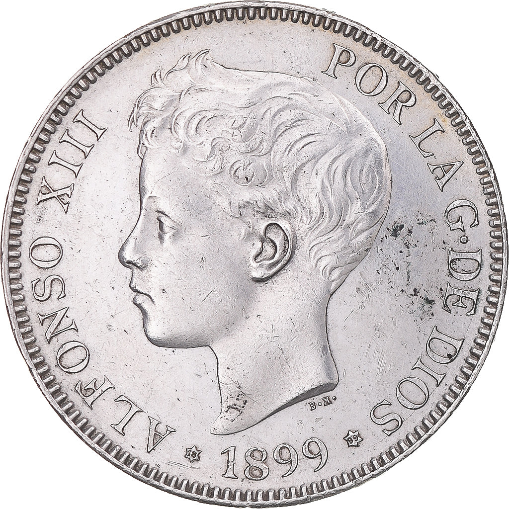 Coin, Spain, Alfonso XIII, 5 Pesetas, 1899, Madrid, MS(60-62), Silver, KM:707