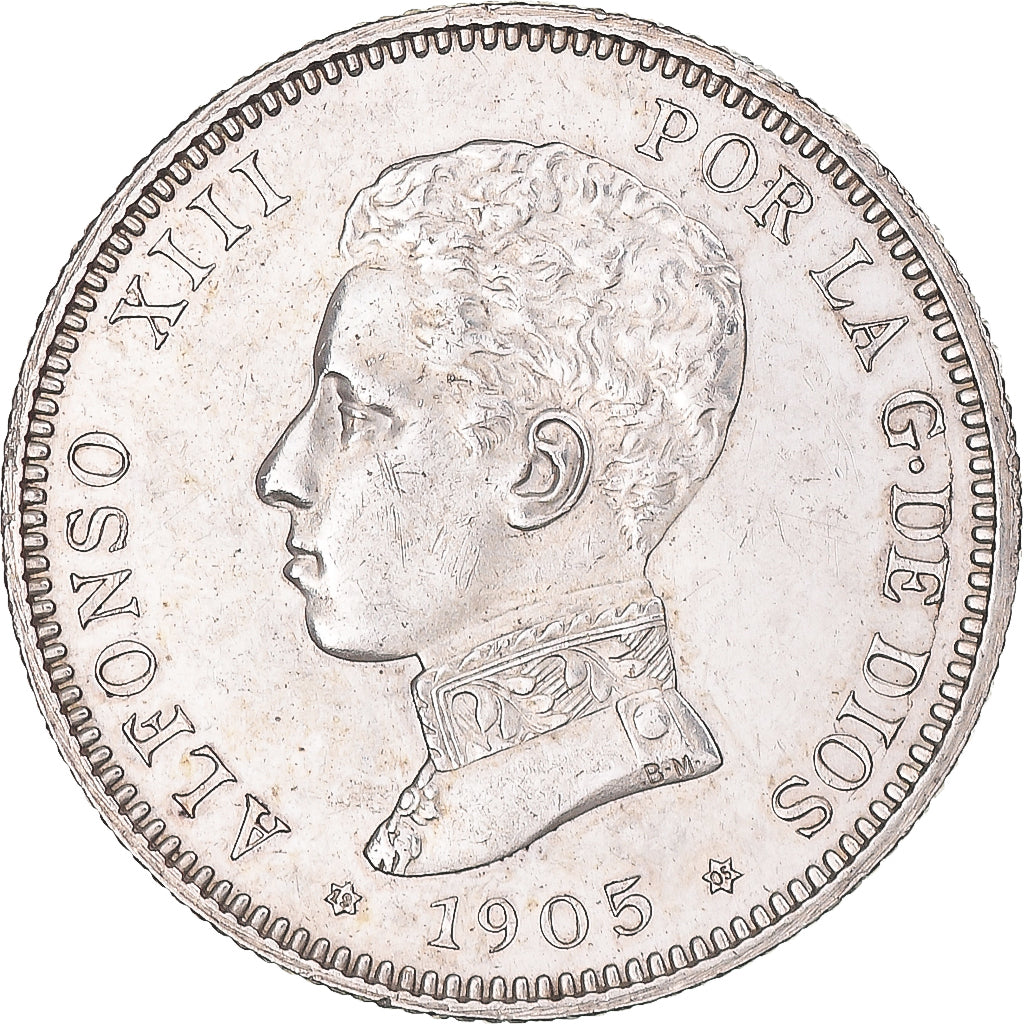 Moneda, España, Alfonso XIII, 2 Pesetas, 1905, Madrid, EBC, Plata, KM:725