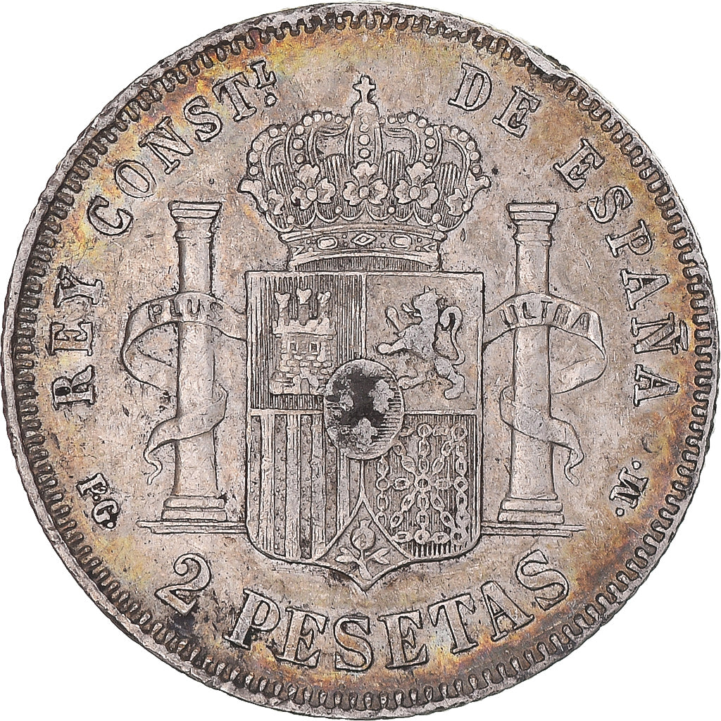 Moneda, España, Alfonso XIII, 2 Pesetas, 1892, Madrid, MBC+, Plata, KM:692