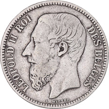 Coin, Belgium, Leopold II, 2 Francs, 1866, Brussels, VF(30-35), Silver, KM:30.1