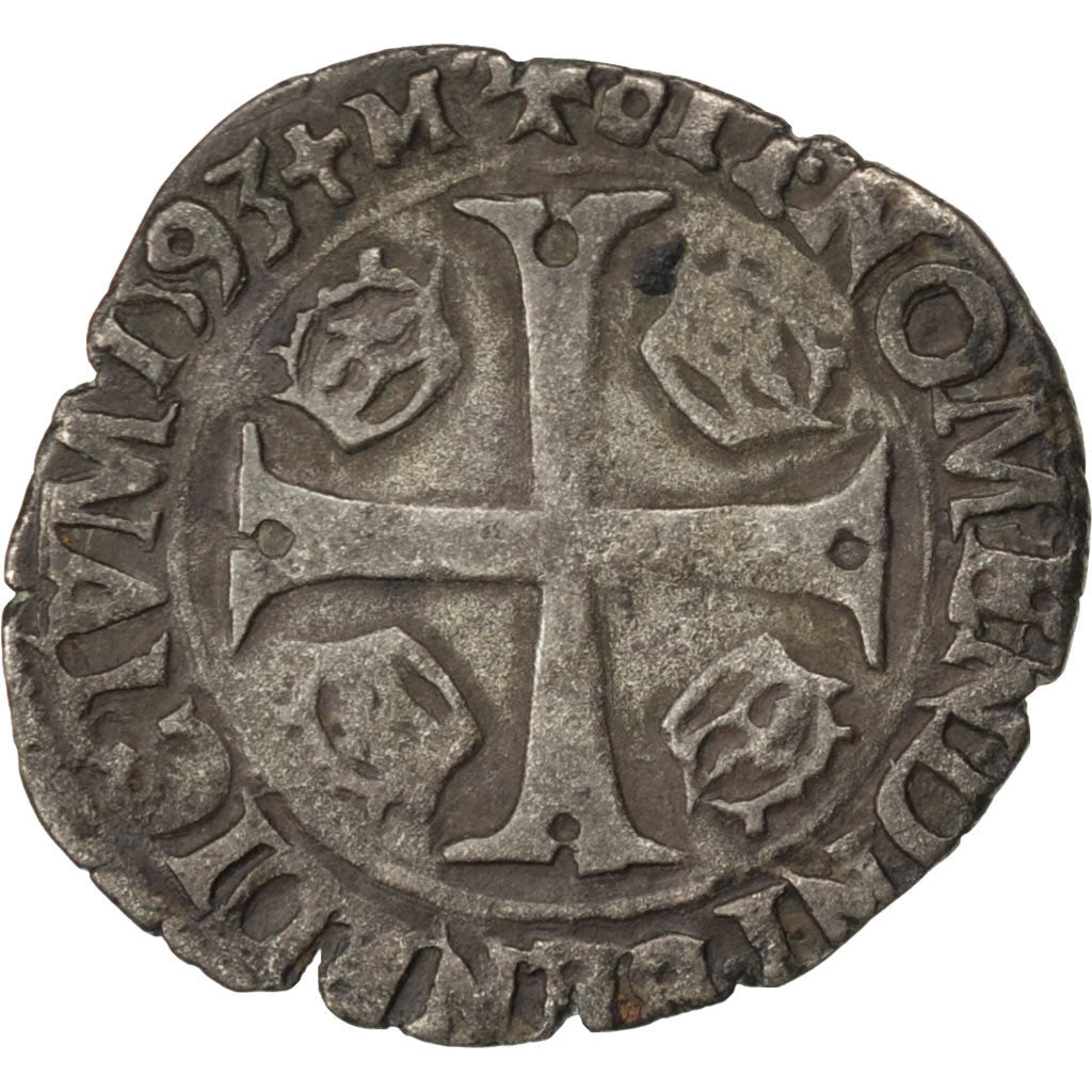 FRANCE, Douzain, 1593, Dijon, VF(30-35), Billon, Sombart #4412, 2.46