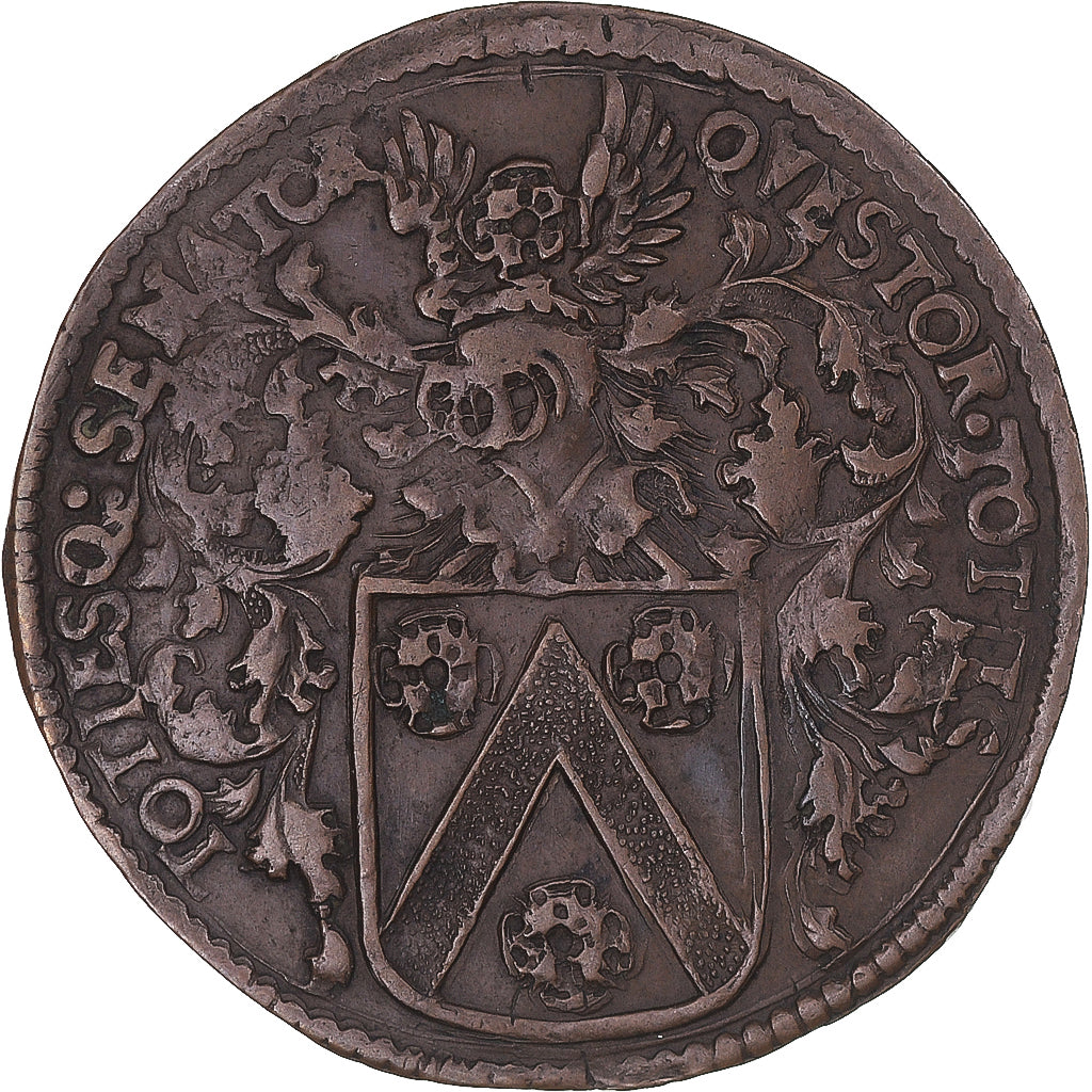 Spanish Netherlands, Token, Brussels City Hall, 1685, EF(40-45), Copper
