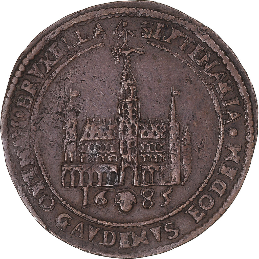 Spanish Netherlands, Token, Brussels City Hall, 1685, EF(40-45), Copper