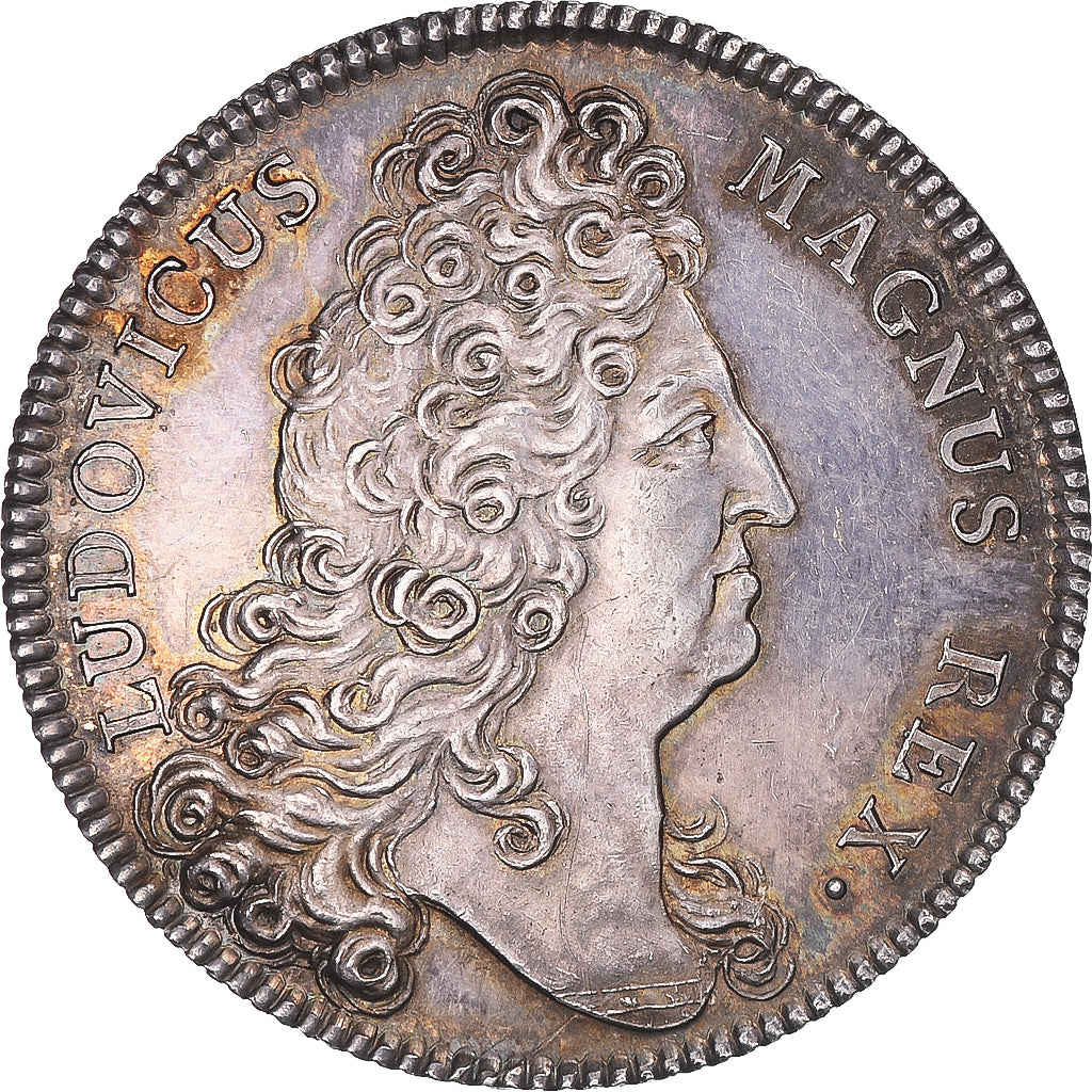 France, Token, Louis XIV, Agents de change, refrappe, 1711, AU(55-58), Silver