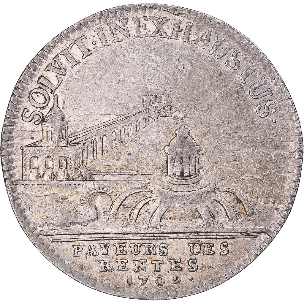 France, Token, Louis XIV, Payeurs des rentes, installations de Marly, 1709