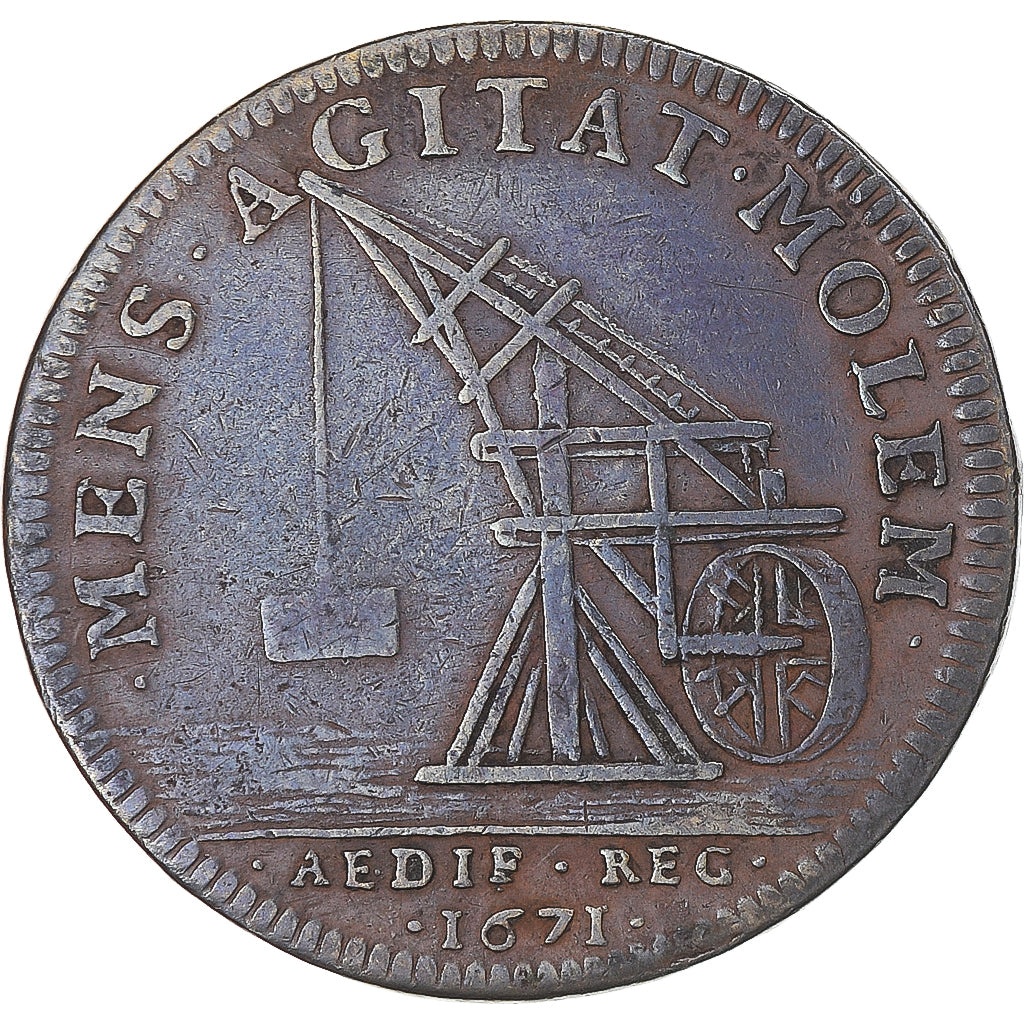 France, Token, Administration des Bâtiments du Roi, Louis XIV, 1671, VF(30-35)