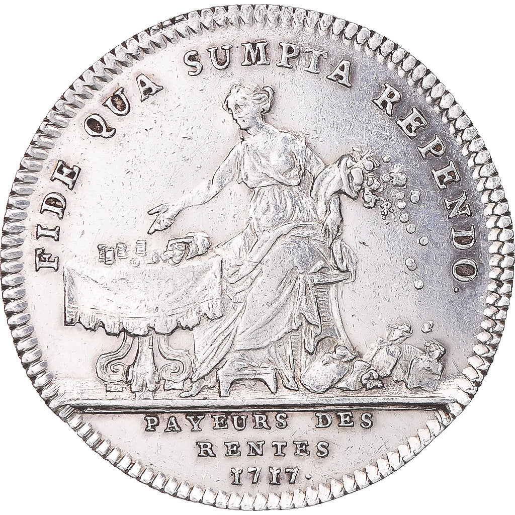 France, Jeton, Louis XV, Controleurs, Payeurs des Rentes, 1717, TTB+, Argent