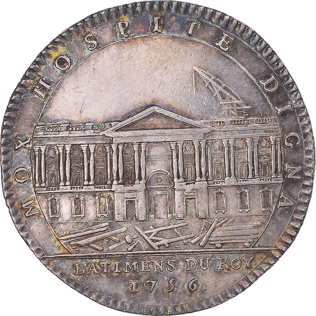 France, Jeton, Louis XVI, Bâtiments du roi, colonnade du Louvre, 1756, SUP