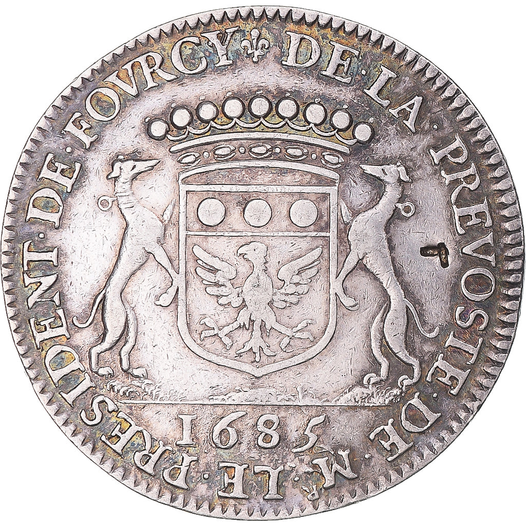 France, Token, Prévôt de Paris, Henri de Fourcy, 1685, EF(40-45), Silver