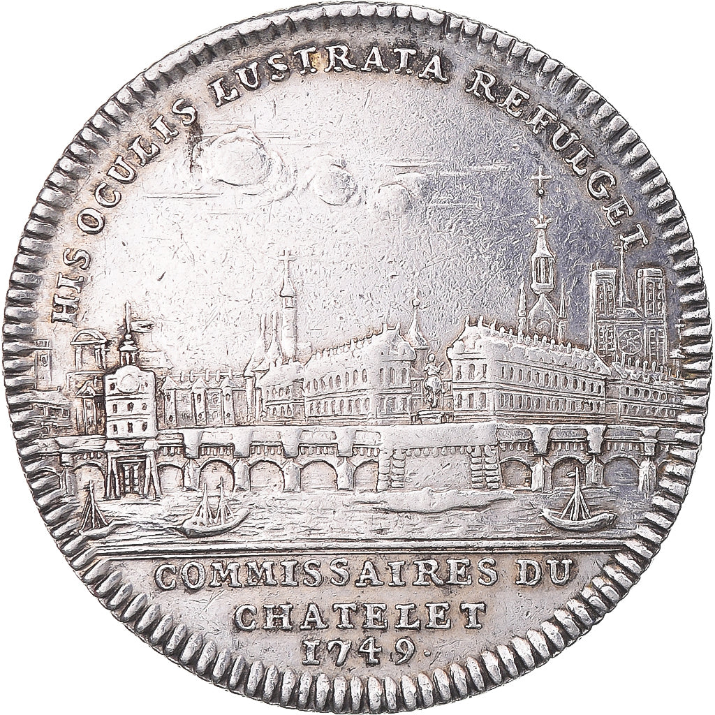 Frankrijk, Token, Commissaire au Chatelet, Monsieur Hubert, 1759, ZF+, Zilver