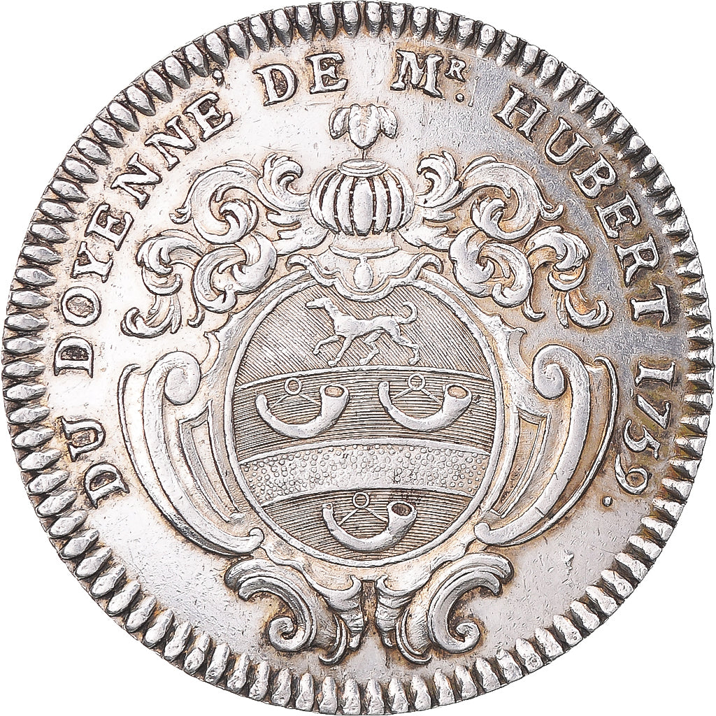Frankrijk, Token, Commissaire au Chatelet, Monsieur Hubert, 1759, ZF+, Zilver