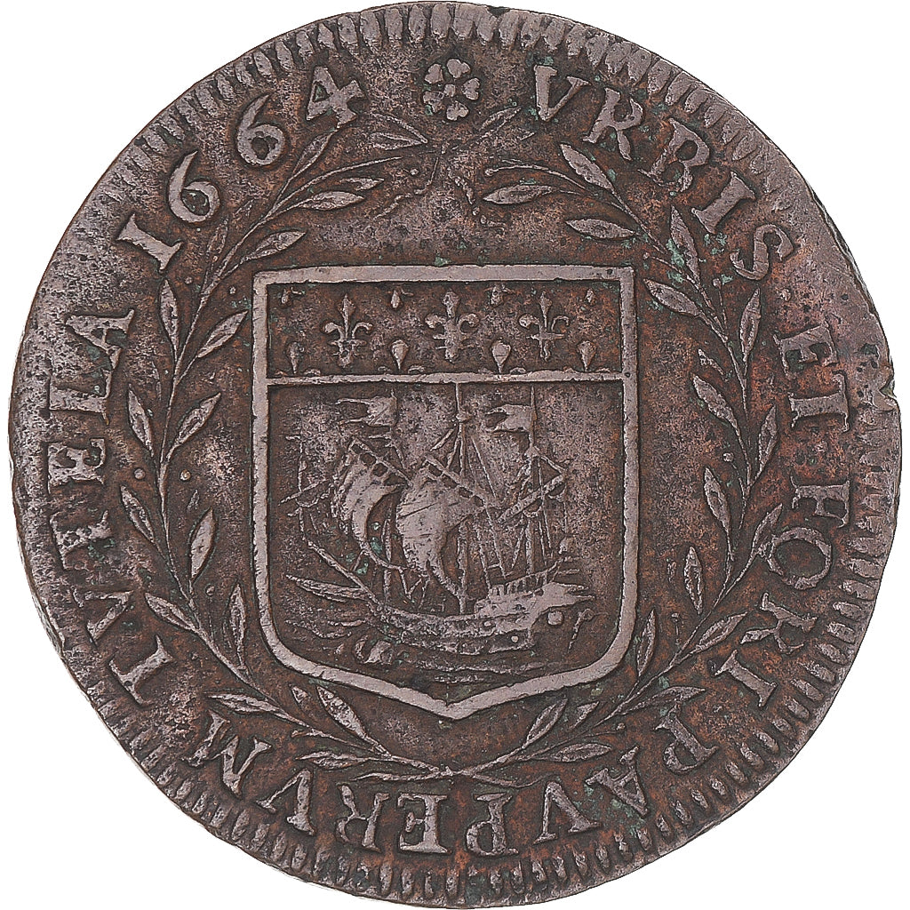 France, Token, Robert Ballard, receveur général des pauvres, 1664, EF(40-45)