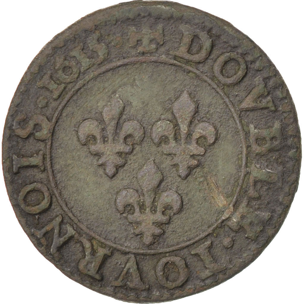FRANCE, Double tournois, buste enfantin, Double Tournois, 1615, Paris, KM...