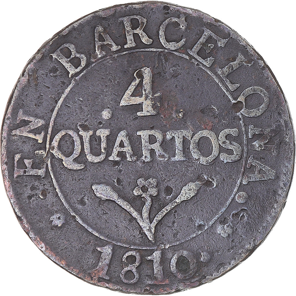 Monnaie, Espagne, BARCELONA, Joseph (Jose) Napolean, 4 Quartos, 1810, Barcelona