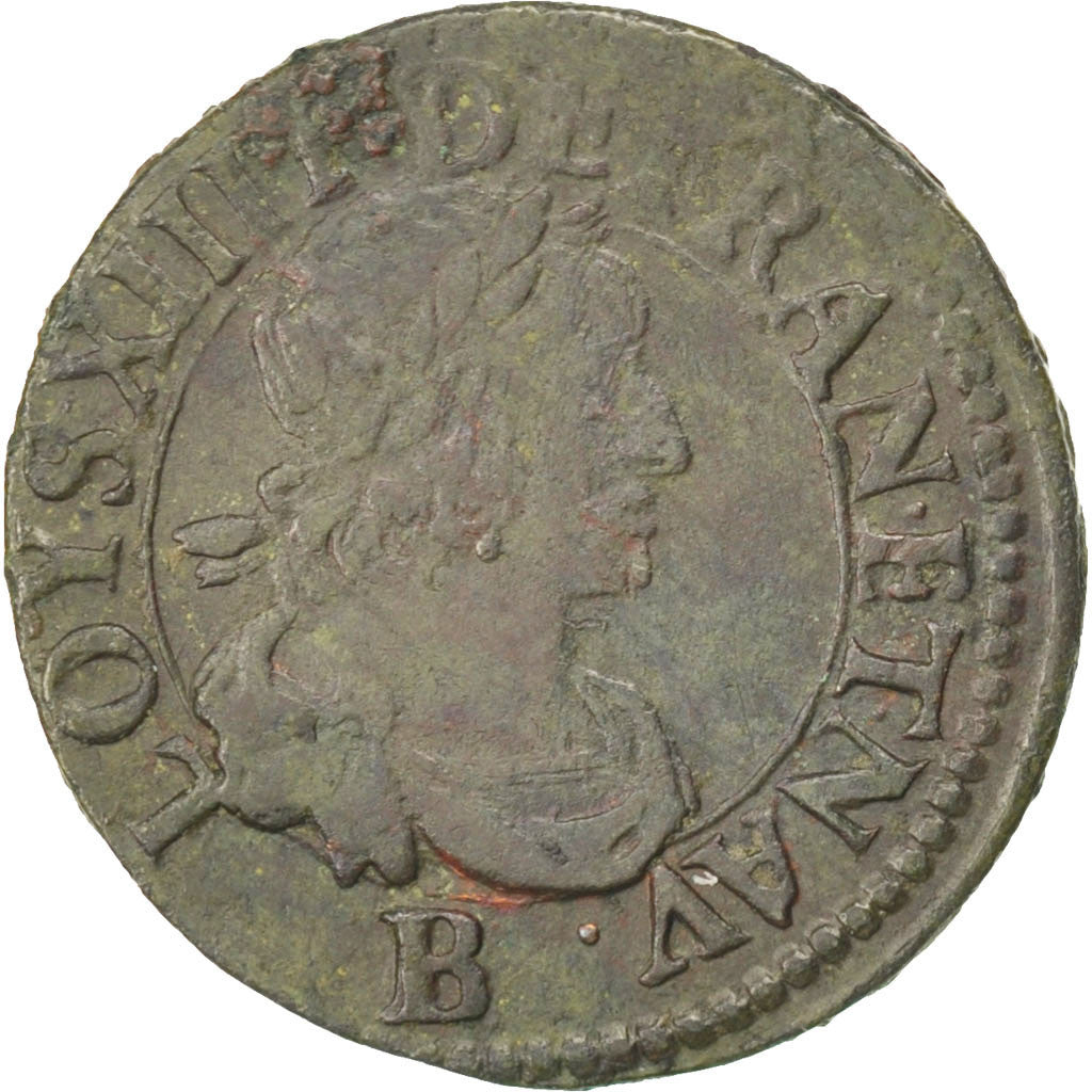 Münze, Frankreich, Louis XIII, Double tournois, buste laurée et drapé, Double