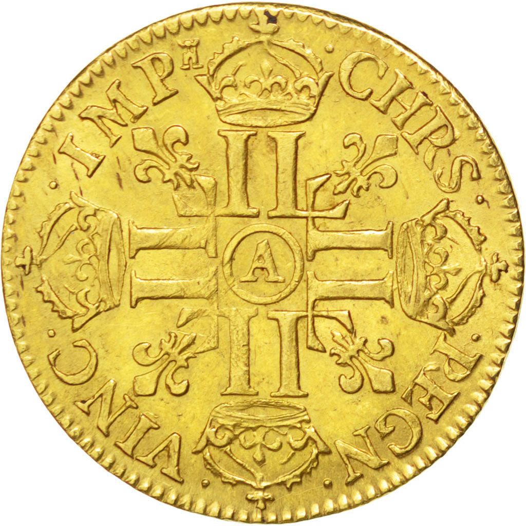 FRANCE, Louis d'or à la tête nue, Louis D'or, 1668, Paris, KM #219.1, AU(50-53),