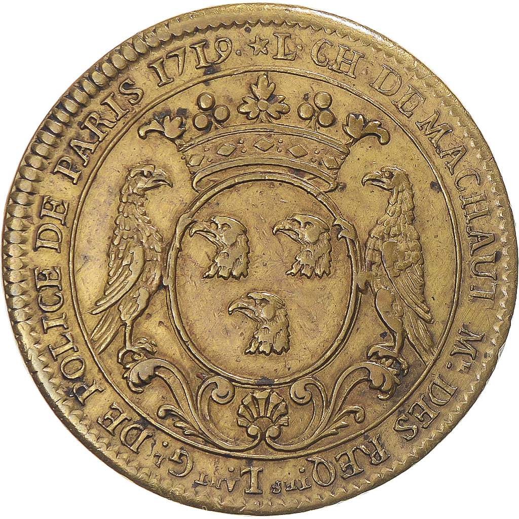 France, Token, Louis-Charles de Machault, Lieutenant Général de Police, 1713
