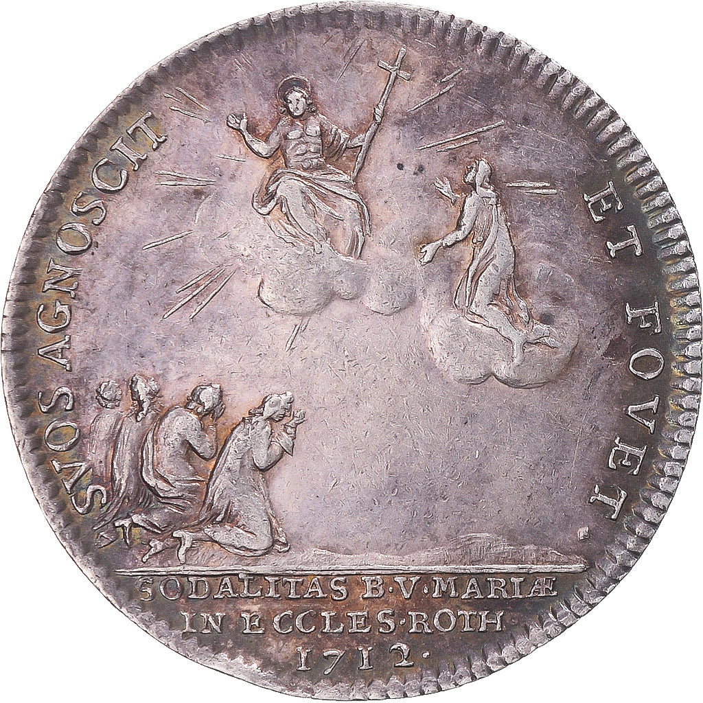 France, Token, Notre-Dame de Rouen, 1712, EF(40-45), Silver, Feuardent:6261