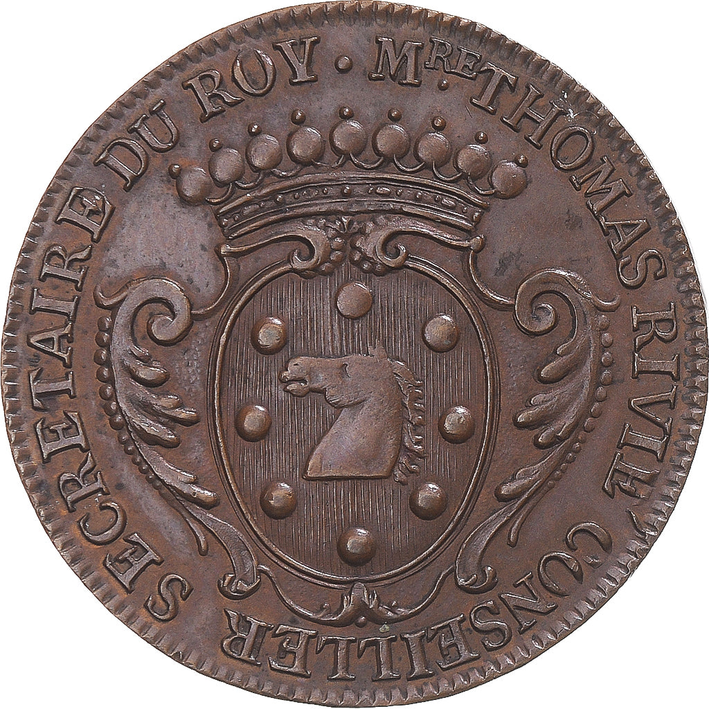 France, Token, Auvergne, Thomas Rivié, 1706, AU(55-58), Copper