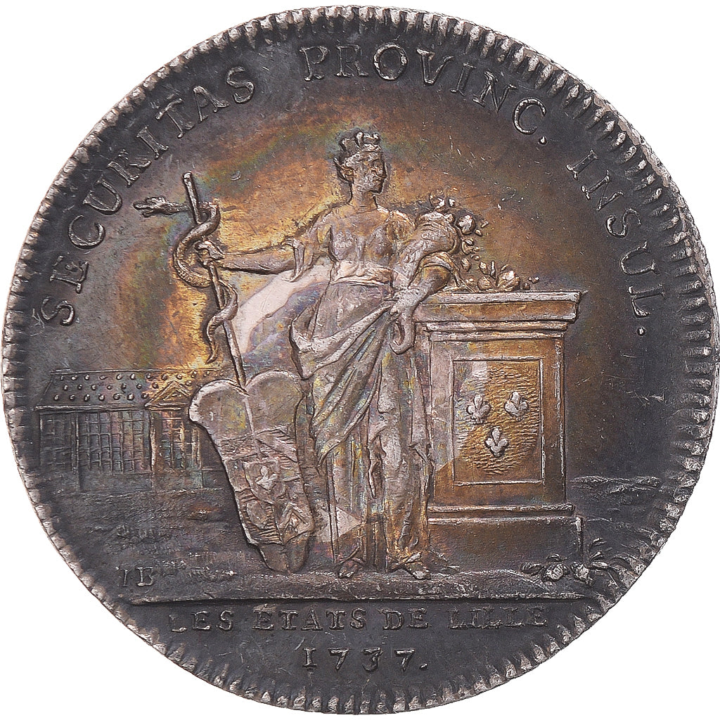 Francia, ficha, Louis XV, États de Lille, 1737, BB+, Argento, Feuardent:7245