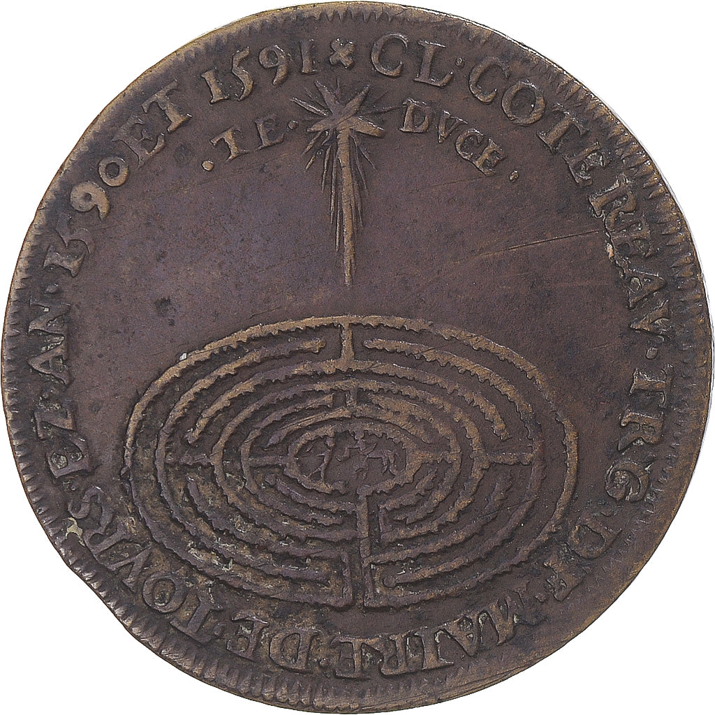 France, Token, Touraine, Claude Cotereau, maire de Tours, 1591, EF(40-45)