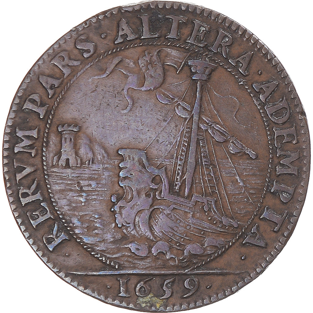 France, Token, Prise provisoire de Dunkerque, 1659, EF(40-45), Copper