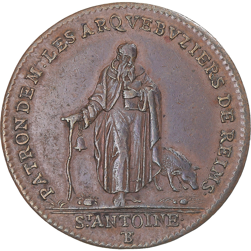France, Token, Arquebusiers de Reims, 1707, AU(50-53), Copper, Feuardent:7947