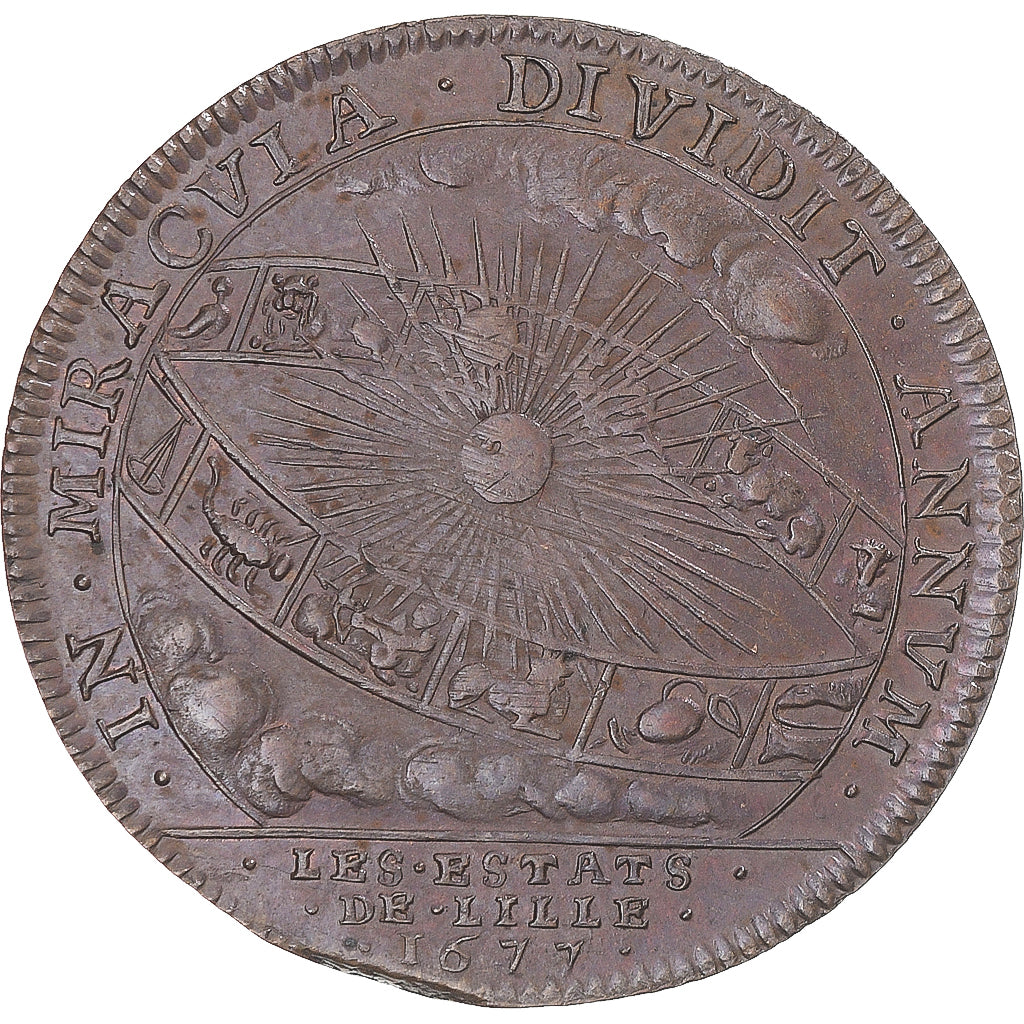 France, Token, Louis XIV, États de Lille, 1677, EF(40-45), Copper