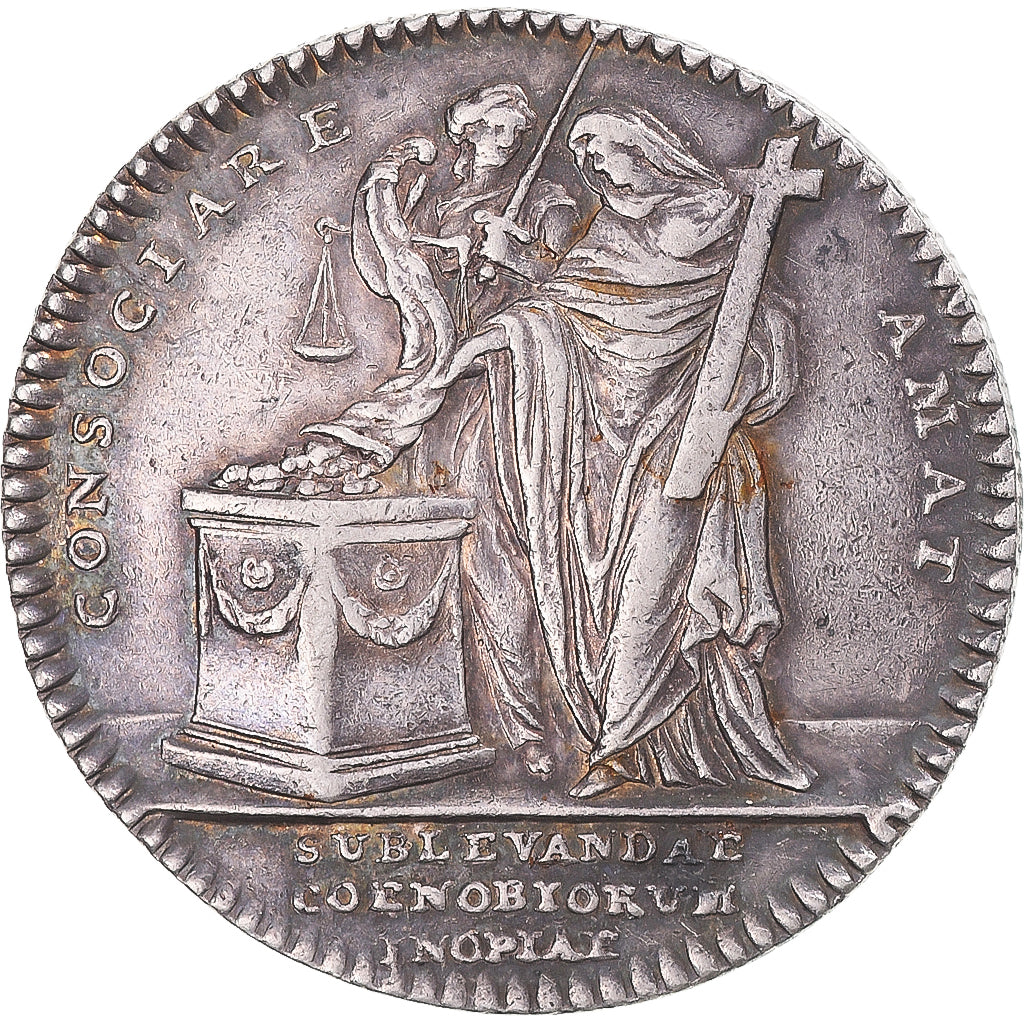 France, Token, Louis XV, Le dénuement des couvents, 1753, EF(40-45), Silver