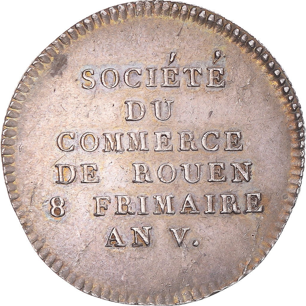 France, Token, Chambre de Commerce de Rouen, 1797, AU(50-53), Silver